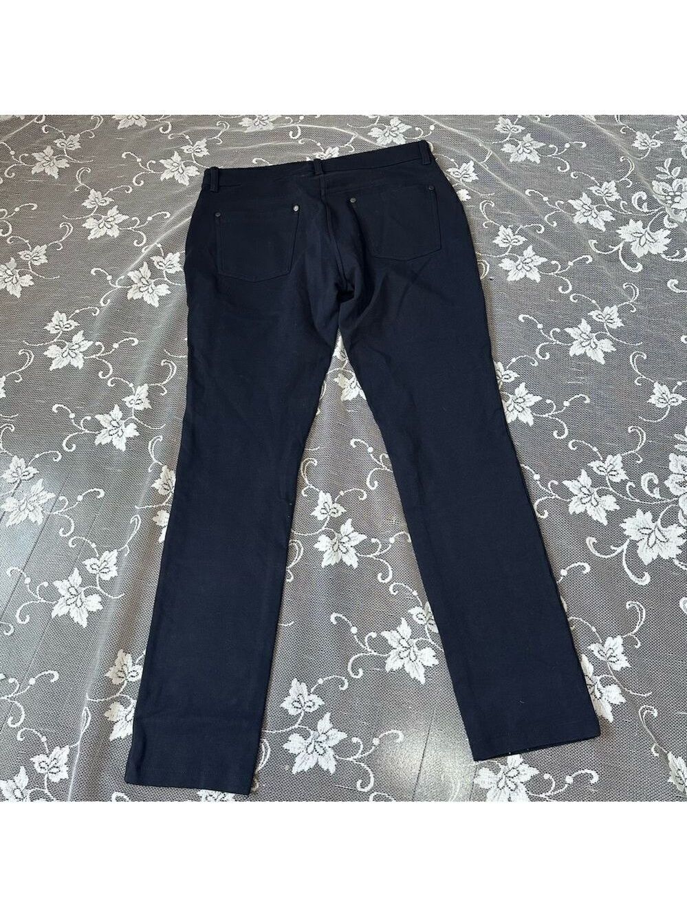 Eileen Fisher Navy Stretch Slim Fit  Straight Leg Pant Sz Small - Picture 7 of 12